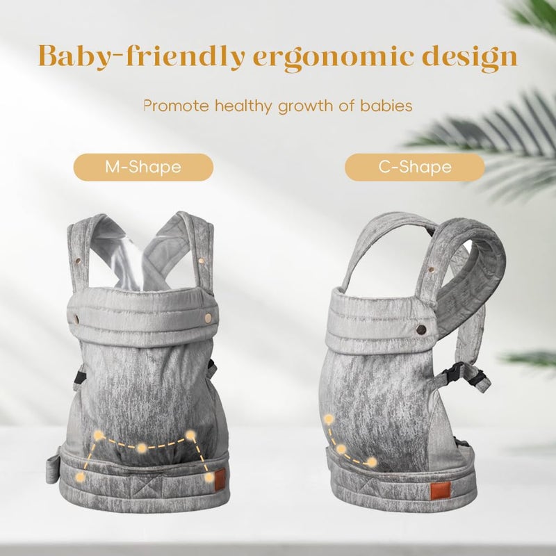 BLANCHE Baby Carrier for Newborn to Toddler, 7-35 lbs Weight Capacity, Ergonomic Backpack Design, Front and Back Facing Options, Grey - Image 3